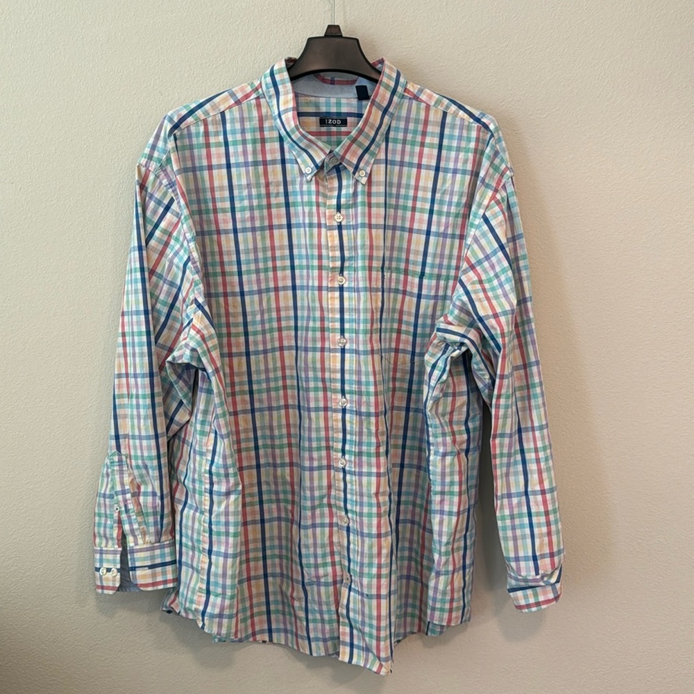 Izod Multicolored Striped Button Down 4XL